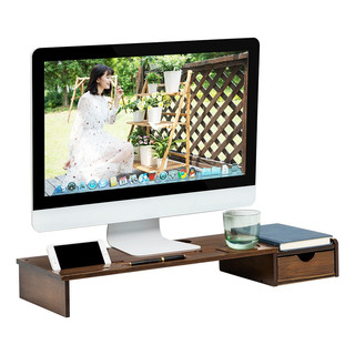 Soporte De Escritorio Para Monitor Laptop De Bambú Con Cajón Soporte De Escritorio Para Monitor Laptop De Bambú Con Cajón