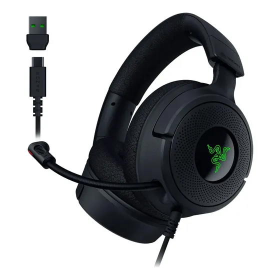 Headset Gamer Com Fio, Razer Kraken V4 X, USB-C, Chroma RGB 7.1, Drivers TriForce 40mm, Som 7.1 Surround, Microfone Retrátil HyperClear, Conexão USB-C/A, Nasa