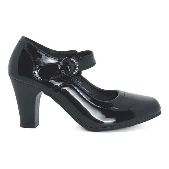 Zapato Tacon Negro Para Mujer Fiesta Patria O Causal