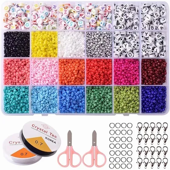 Set De Cuentas Para Pulseras Incluye Letrascon Accesorios
