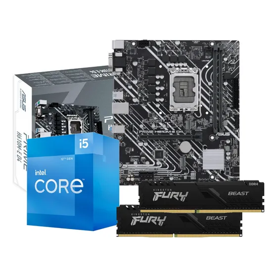 Kit Placa Mãe Asus H610m-e D4 Intel Core I5 12400 2x8gb Fury