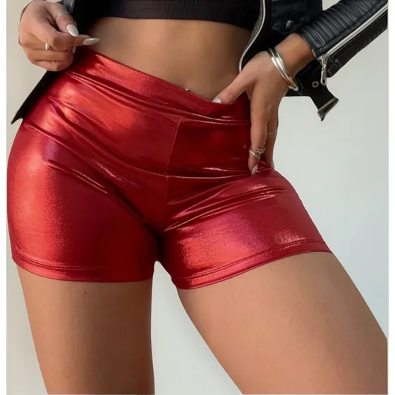 Short De Vestir Cintura Ancha Con Efecto Tornasolado Noche 