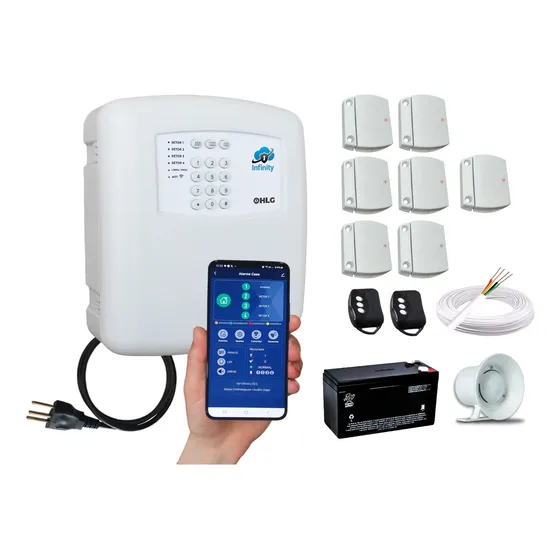 Kit Alarme Wifi HLG C/ Sensores Porta/janela Configurado