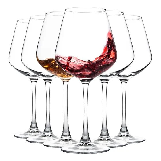 Set 6 Copas Vino Cristal Finas 480ml Color Transparente