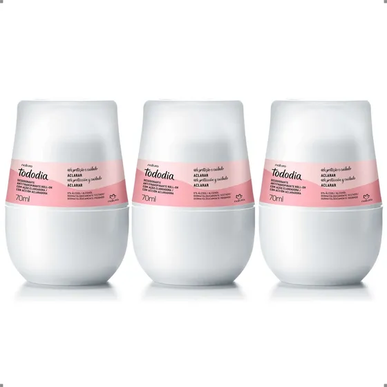 Kit 3un Desodorante Roll On Natura Tododia Aclarar 70ml Cada