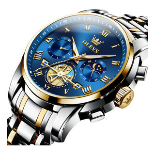 Reloj Olevs Chronograph Moon Phase Con Correas De Acero Reloj Olevs Chronograph Moon Phase Con Correas De Acero