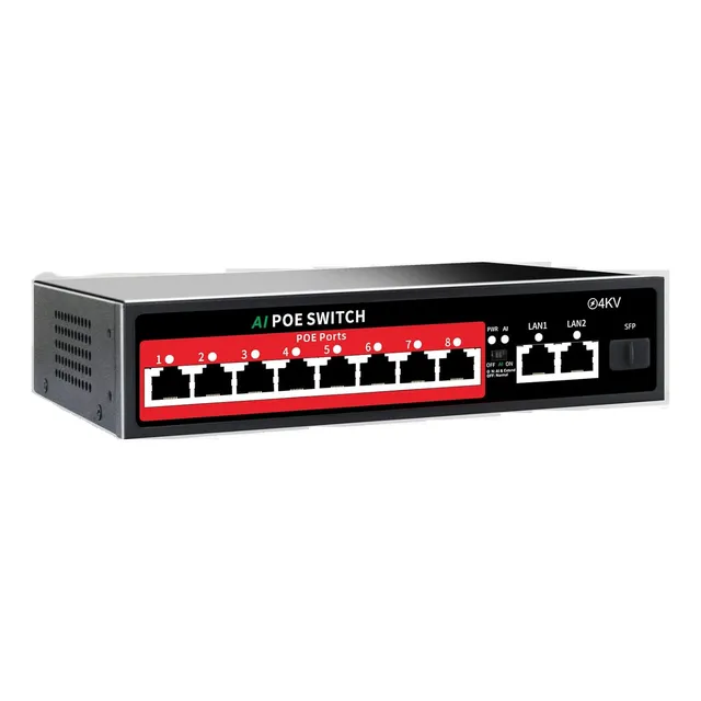 Switch Poe 8p 1 Pto Sfp Fibra Optica, 2 Ptos Gigabit. 11 Pto