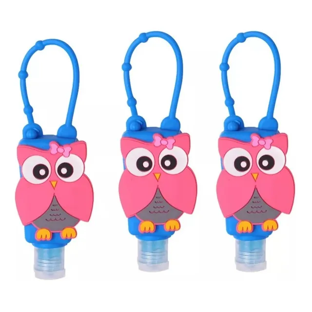 3 Porta Álcool Em Gel Frasco Chaveiro Bolsa Bichinhos Refil 