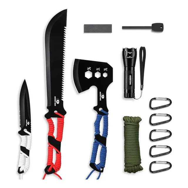 Kit Mossy Oak 15 Piezas Cuchillo Hacha Y Machete Con Funda
