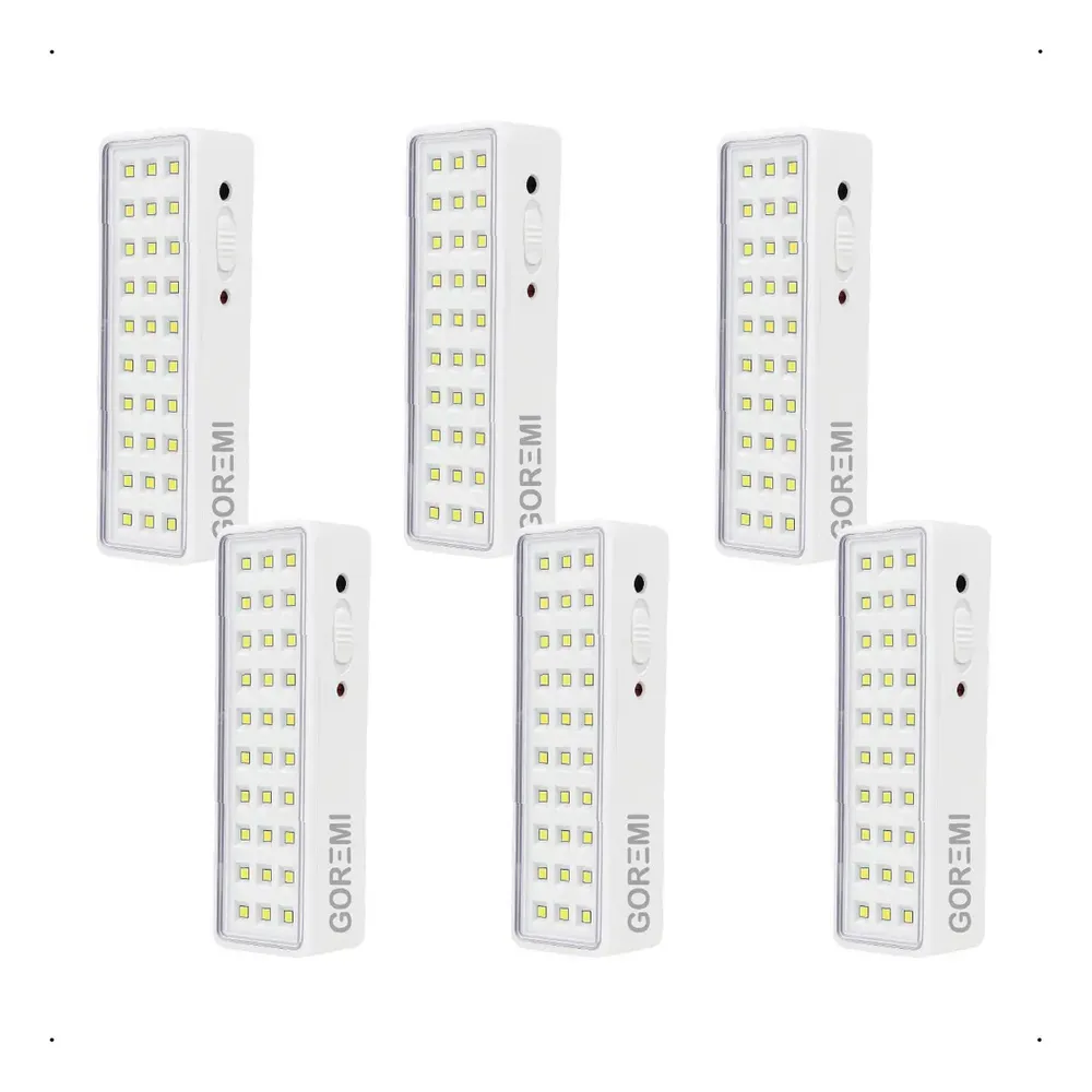 6 Luminária Emergência Lâmpada 30 Leds Recarregável Bivolt Branco-frio
