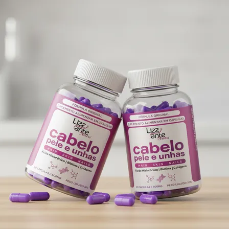 2 Potes Encapsulado Cabelo Pele Unha Lizz Ante Professional Sem Sabor