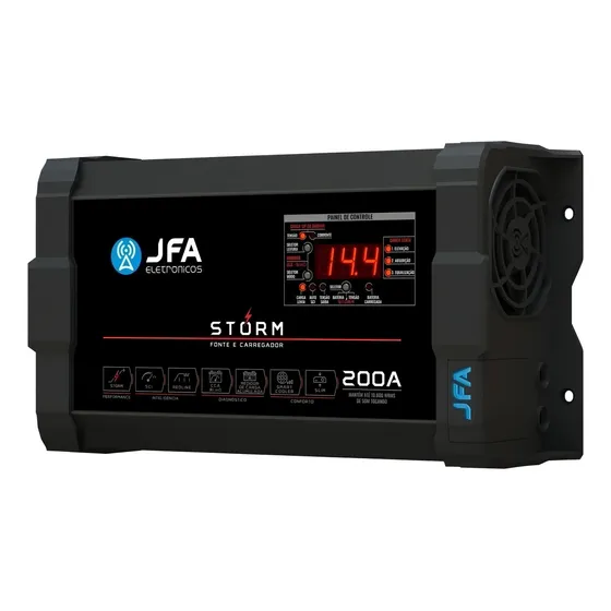 Fonte Carregador Automotiva Jfa 200a Slim Bivolt Voltímetro