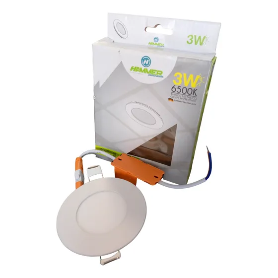Lampara Panel Led Circular Redond Empotrar 3w 6500k Hammer