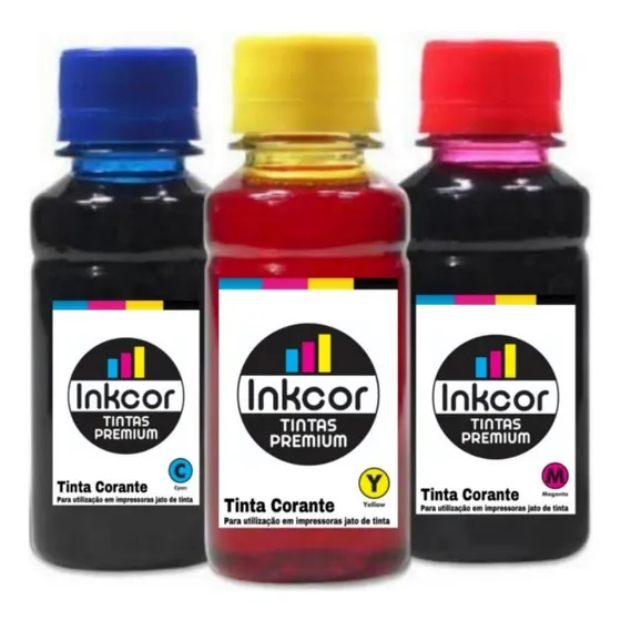 Refil De Tinta Colorida Compatível Cartucho Hp 667 664 662 60 901 93 Canon 54 141 146 Com 100ml De Tinta De Cada Cor Nas Cores Amarela Azul Magenta - Recarregue Seu Cartucho Colorido