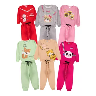 Kit BebĂȘ 6 Peças Moletom Peluciado Menina Infantil Inverno Kit BebĂȘ 6 Peças Moletom Peluciado Menina Infantil Inverno