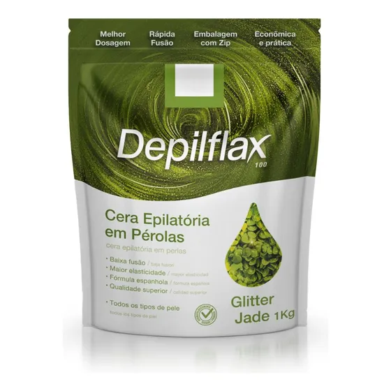 Cera Depilatória Em Pérolas Glitter Jade Depilflax 1kg