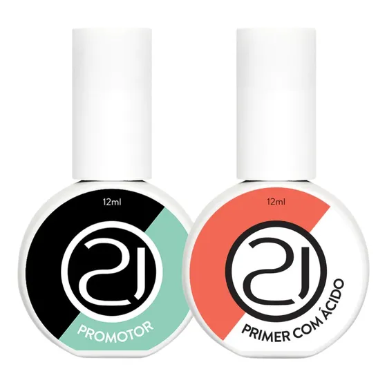 Kit Adesivador Promotor 12ml + Primer C/ Ácido 12ml Nails 21