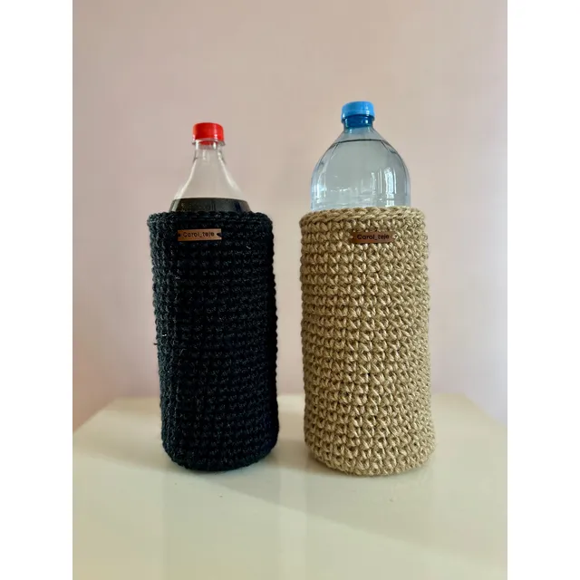 Portabotella/funda De Botella Tejido En Yute