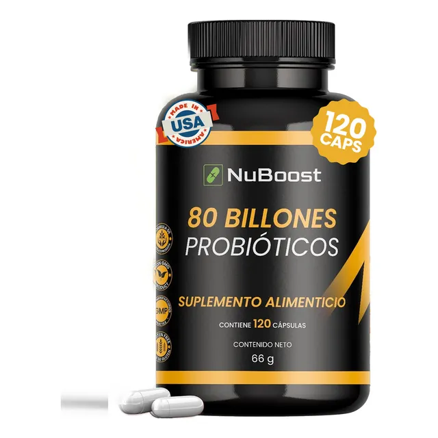 Nuboost 80 Billones De Probióticos 120 Cápsulas Hecho En Usa Sabor Sin Sabor
