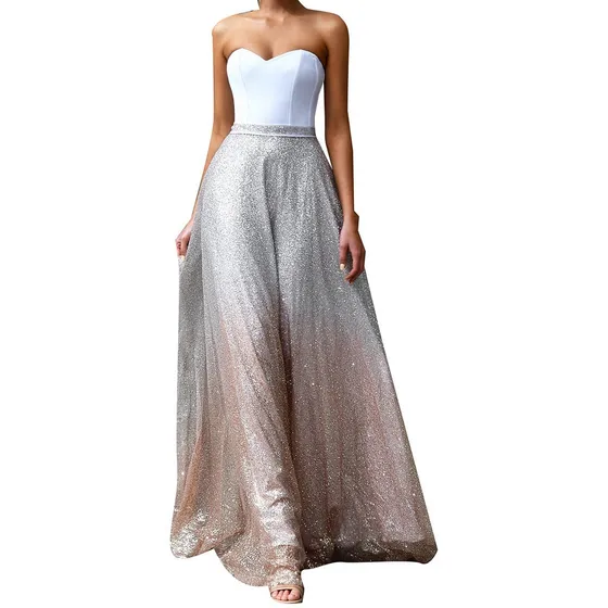 Vestido De Fiesta De Dama De Honor Blanco Estampado En Calie