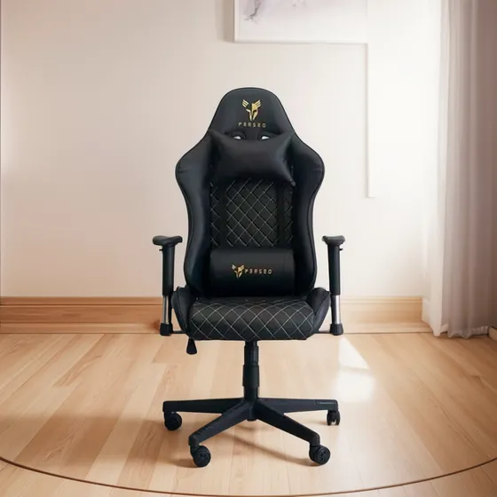 Silla Perseo Pegasus Negro/dorado Cuero Ecológico 120kg