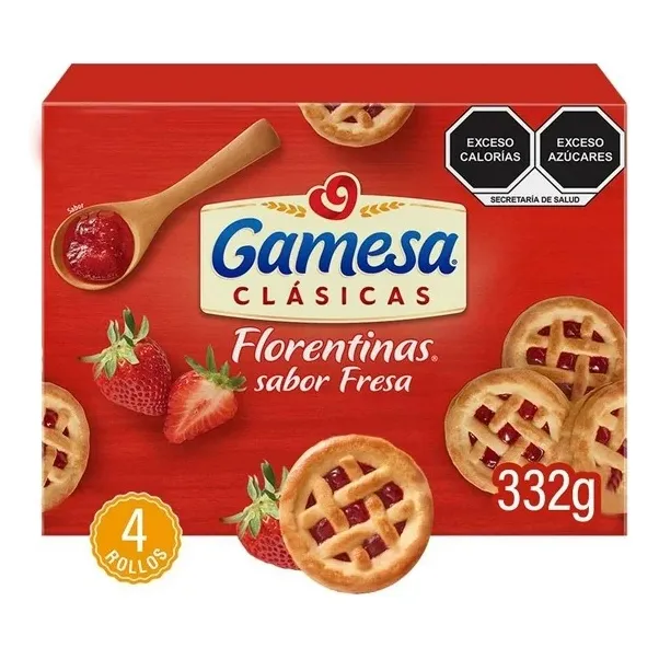 2 Pzas Galletas Gamesa Florentinas Clásicas Sabor Fresa 4 Pa