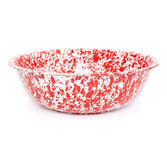 Enamelware Cuenca Mediana (8 Cuarto Galon) Color Rojo Blanco