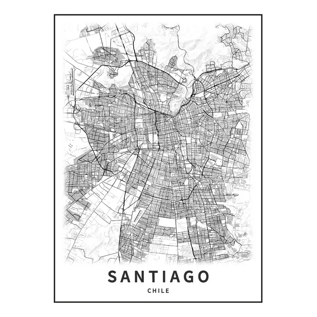 Mapa Santiago Con Nombres De Calles - Alto Detalle -tela Pvc