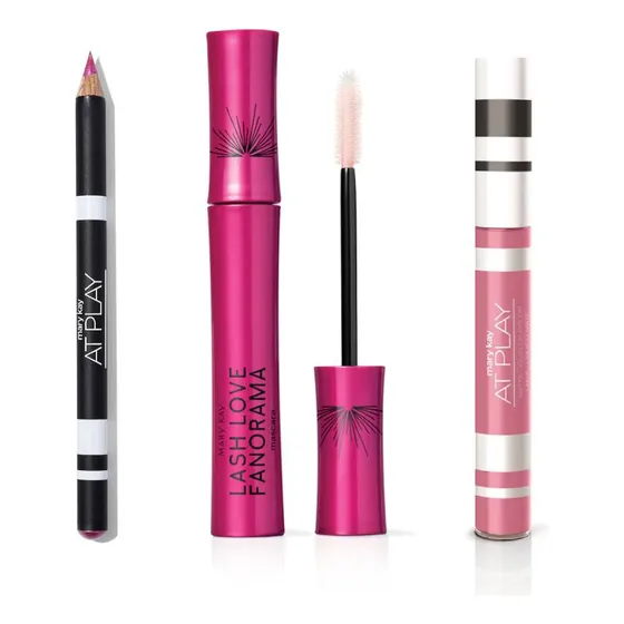 Set De Maquillaje Barbie Pink. Rimel, Delineador Y Labial Mk
