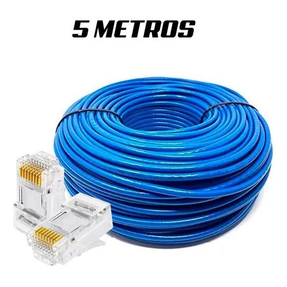 Cable Ethernet Utp Cat 5e 5 Metros Lan + Conectores Rj45