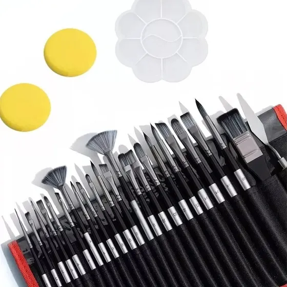 Banna PAINT-28 Kit 28 Pinceles Nilón Para Acrilico Acuarelas De Dibujo Oleo Pinceles para Oleo Acrilica y Gouache.