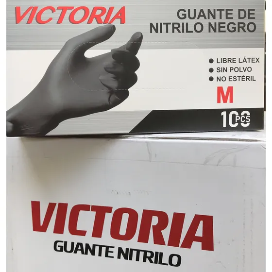 Guantes Para Examen De Nitrilo Color Negro Talla M Bt 10x100
