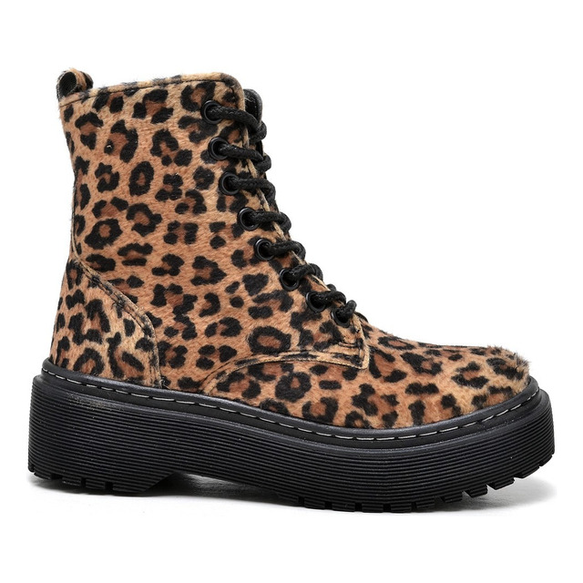 Bota Tratorado Coturno Feminino Animal Print Onça Dubuy Bota Tratorado Coturno Feminino Animal Print Onça Dubuy