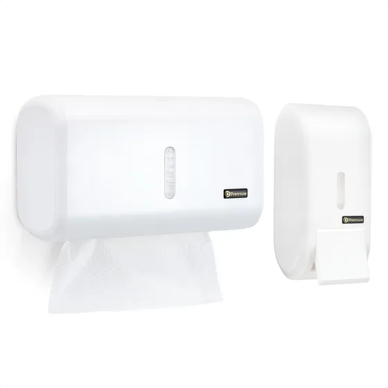 Kit Porta Papel Toalha E Saboneteira Liquido Dispenser Banheiro