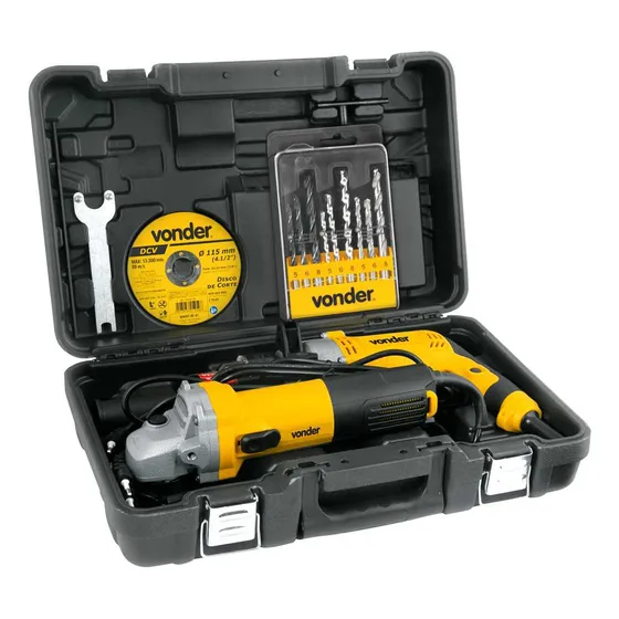 Esmerilhadeira + Furadeira 710w + Jg De Brocas/disco- Vonder 110V