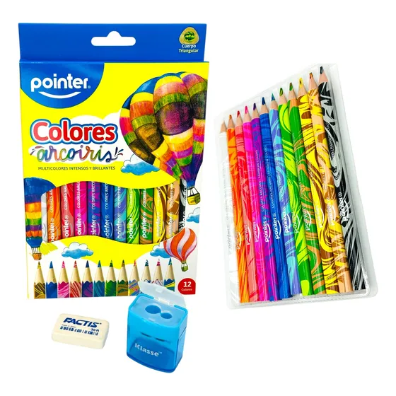 12 Lapices De Colores Arcoíris Pointer Triangular Jumbo +sp
