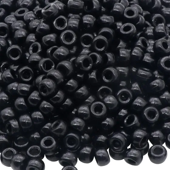 Abre Collar De Pony Beads Negro De 9 Mm Para Chicas Y Joyerí