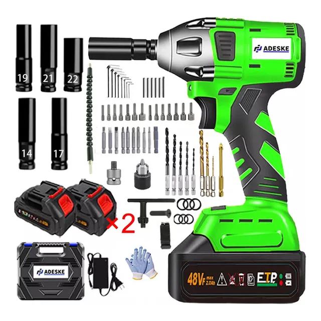 Llave De Impacto Inalambrico Pistola Taladro Recargable Kit