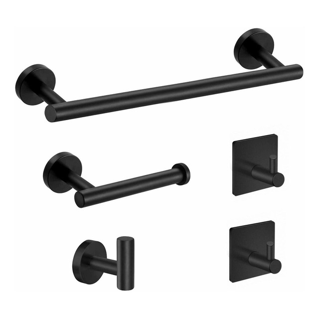 Kit Acessórios Banheiro Preto Toalheiros 5 Peças Yesop Kit Acessórios Banheiro Preto Toalheiros 5 Peças Yesop