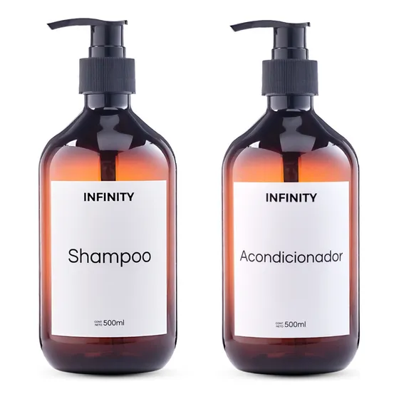 Set Dispensadores Baño Plástico Shampoo Acondicionador 500ml