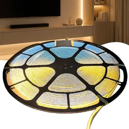 50m Fita Led Cob 288led/m 110v220v Direta Energia Par Perfil Branco-quente