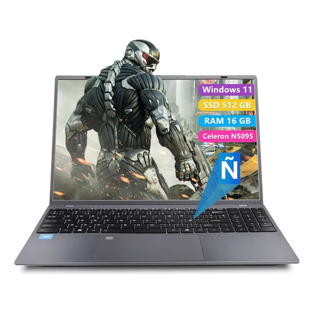 Laptop Intel Celeron 2 en 1 Notebook DDR4 16GB RAM 512GB SSD 15.6'' 4K FHD IPS Windows 11 Pro Ultrabook 2.4G/5G Dual Wifi