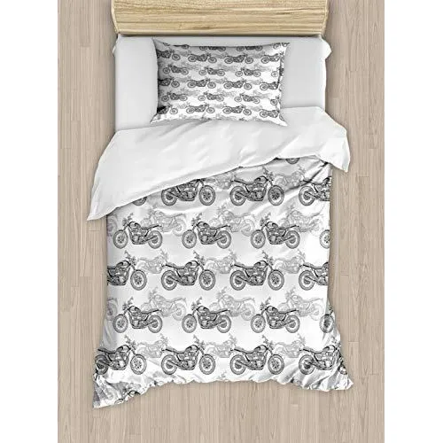 Anbesonne Motocicleta Duvet Set, Realismo Ilustración Lhptz