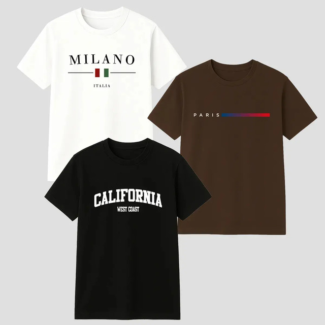 🤓Kit 3 Camisetas Masculina 100% Algodão Premium Verão Casual 🤓Kit 3 Camisetas Masculina 100% Algodão Premium Verão Casual