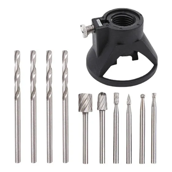 Kit 11 Piezas Enrutador Para Dremel + 6 Fresas Y 4 Brocas  