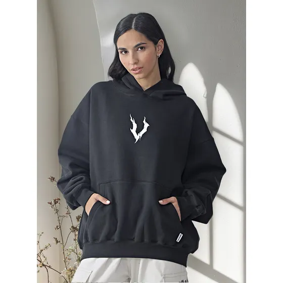 Buzo Hoodie Oversize Doble Estampa Con Capucha Vulkano