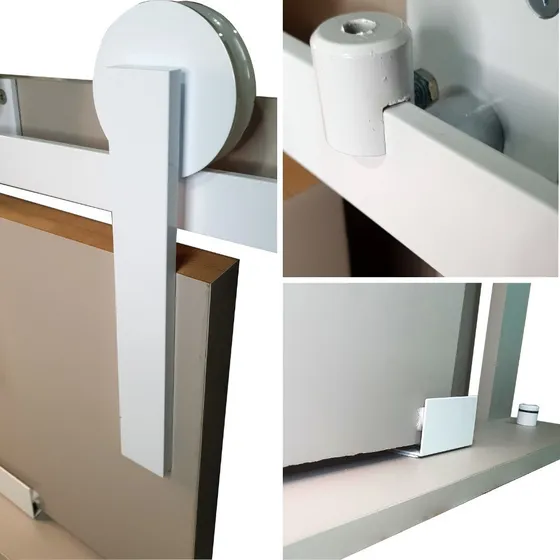 Kit P/ Porta Correr Até 90kg Trilho Alumínio Branco 1,50m