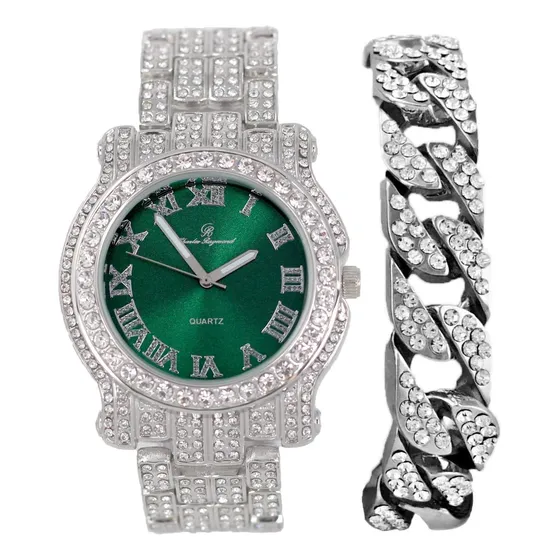Charles Raymond Bling-ed Out Pulsera De Reloj De Lujo Redond