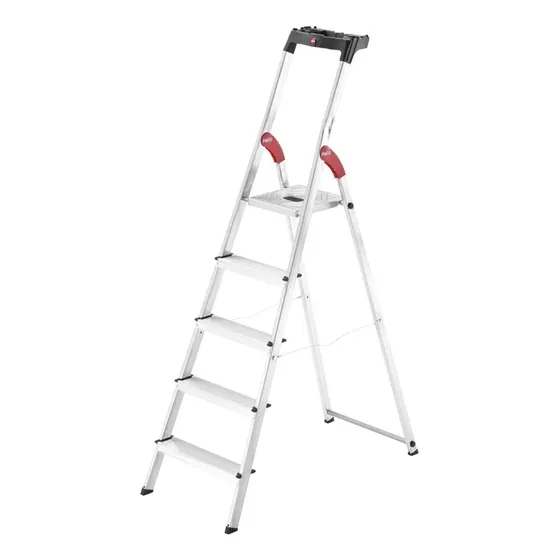Taburete Plegable 5 Peldaños L60 Plateado