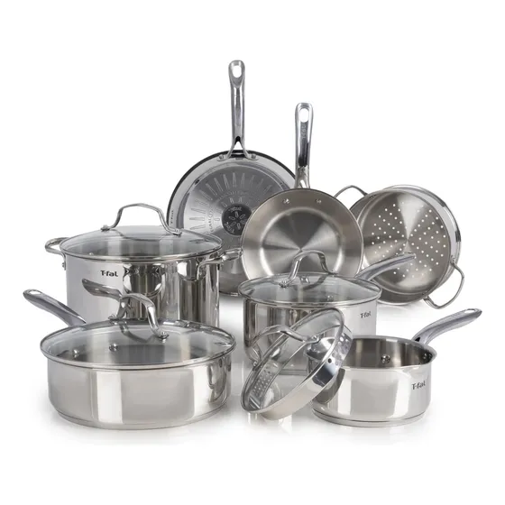 T-fal Juego Sartenes Y Ollas Acero Inoxidable 11 Pzs Apto
